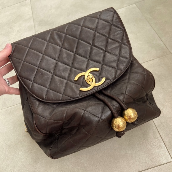 Chanel Chocolate Brown Vintage Lambskin Backpack - Picture 1 of 16